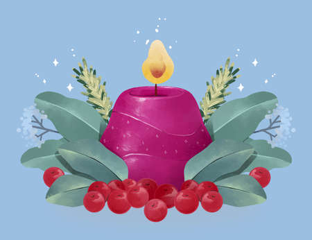 watercolor christmas candle background vector design illustrationのイラスト素材