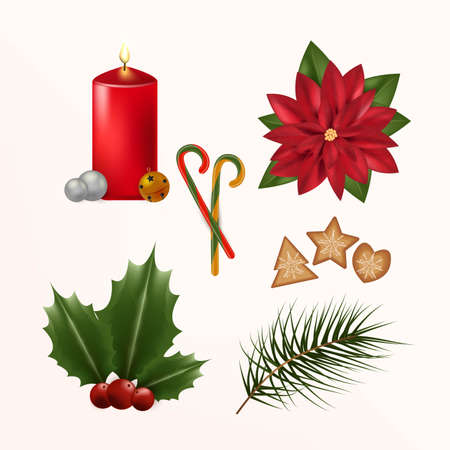 realistic christmas element collection vector design illustrationのイラスト素材