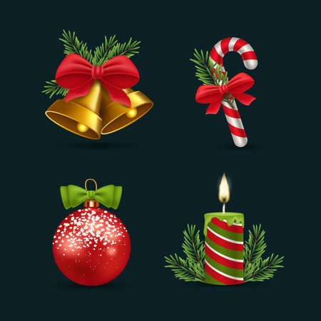realistic christmas element collection vector design illustrationのイラスト素材