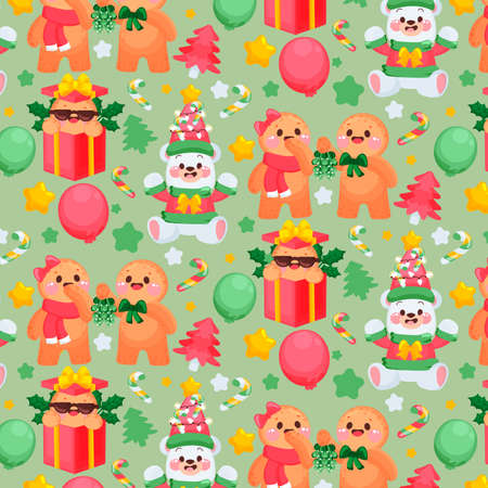 funny christmas pattern vector design illustrationのイラスト素材