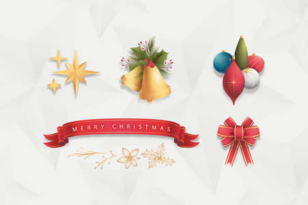 flat christmas element collection vector design illustrationのイラスト素材