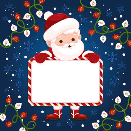 christmas santa claus holding blank banner vector design illustrationのイラスト素材