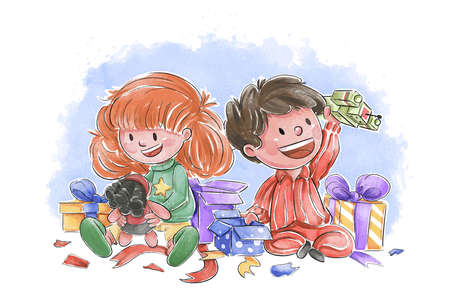 christmas gifts scene vector design illustrationのイラスト素材