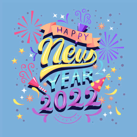 happy new year  2022 background vector design illustrationのイラスト素材