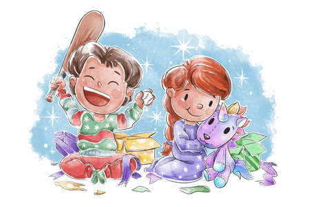 christmas gifts scene vector design illustrationのイラスト素材