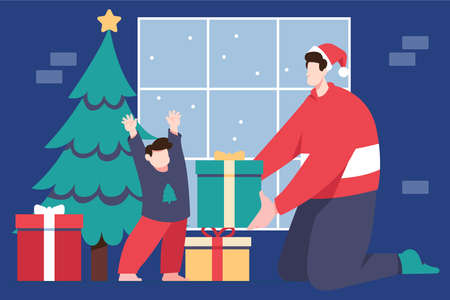 christmas gifts scene vector design illustrationのイラスト素材