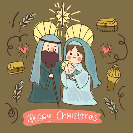 flat nativity scene vector design illustrationのイラスト素材
