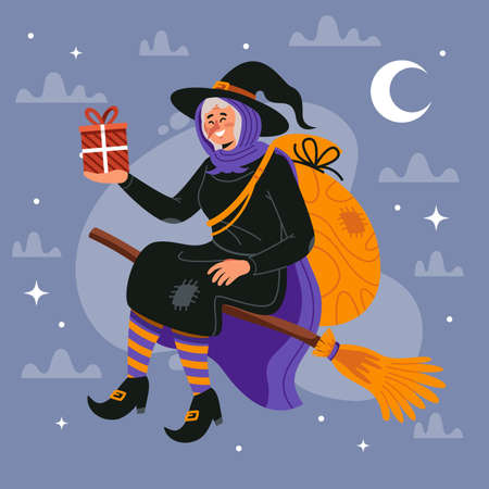 befana flat vector design illustrationのイラスト素材