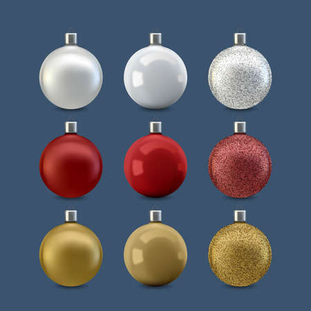 realistic christmas balls set vector design illustrationのイラスト素材