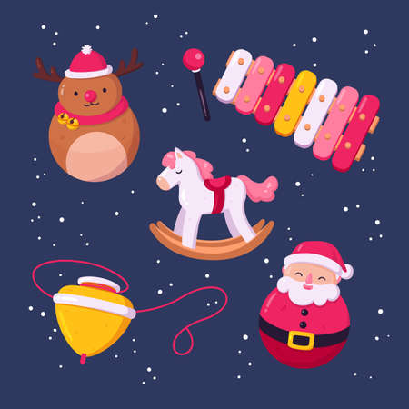hand drawn christmas toy collection vector design illustrationのイラスト素材