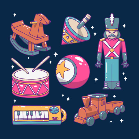 hand drawn christmas toy collection vector design illustrationのイラスト素材