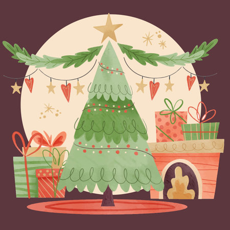 watercolor christmas decoration vector design illustrationのイラスト素材