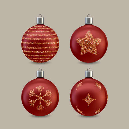 realistic christmas balls set vector design illustrationのイラスト素材