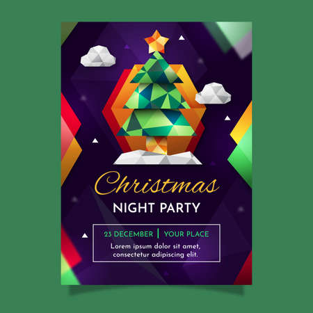 christmas poster template polygonal style vector design illustrationのイラスト素材