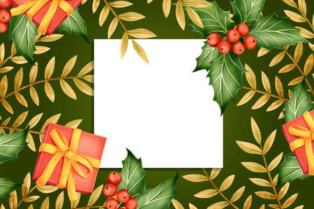 realistic christmas wallpaper with empty card vector design illustrationのイラスト素材