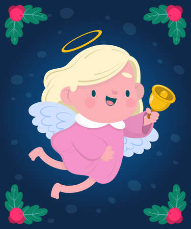 hand drawn christmas angel vector design illustrationのイラスト素材
