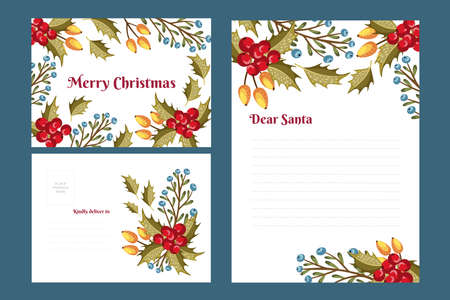 christmas stationery template flat vector design illustrationのイラスト素材