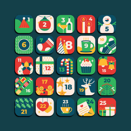 flat advent calendar christmas vector design illustration