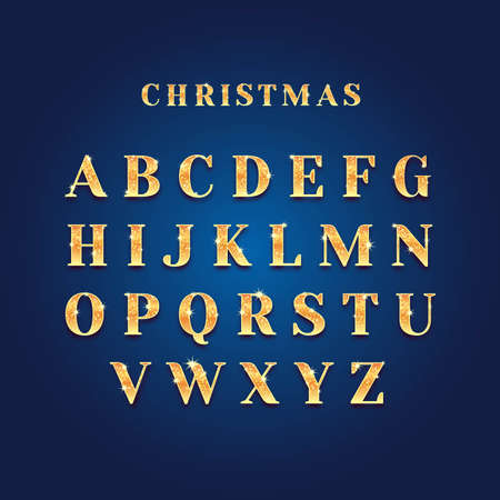golden sparkling christmas alphabet vector design illustrationのイラスト素材