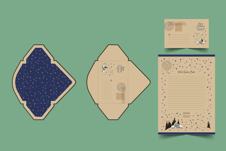 vintage christmas stationery template vector design illustrationのイラスト素材