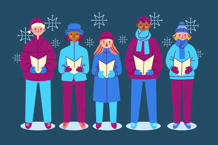 choir people singing christmas carol vector design illustrationのイラスト素材