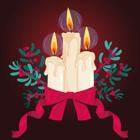 flat christmas candles vector design illustrationのイラスト素材