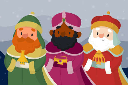 hand drawn three wise men vector design illustrationのイラスト素材