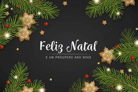realistic feliz natal vector design illustrationのイラスト素材