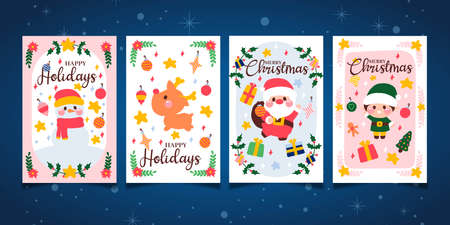 organic hand drawn christmas cards collection vector design illustration