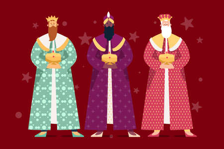 flat reyes magos vector design illustrationのイラスト素材