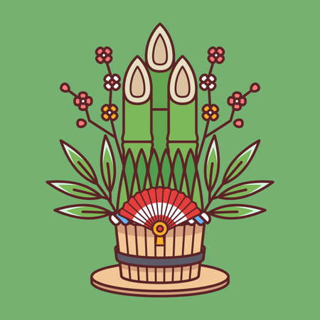 linear flat kadomatsu vector design illustrationのイラスト素材