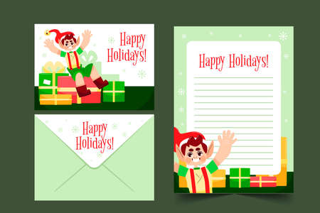 hand drawn christmas stationery template vector design illustrationのイラスト素材