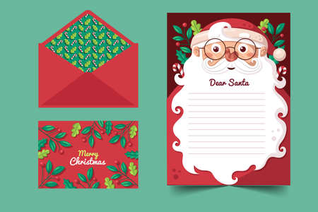 christmas stationery template flat vector design illustrationのイラスト素材