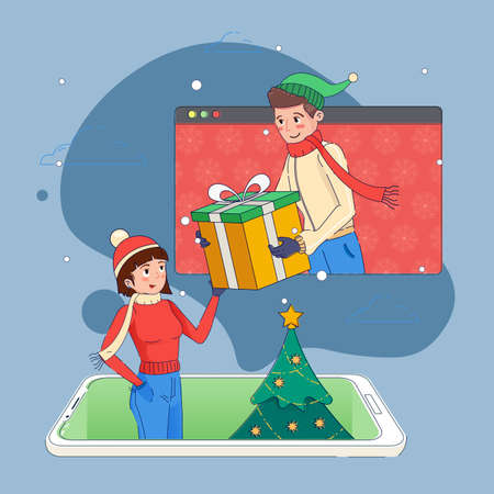 online christmas celebration vector design illustrationのイラスト素材