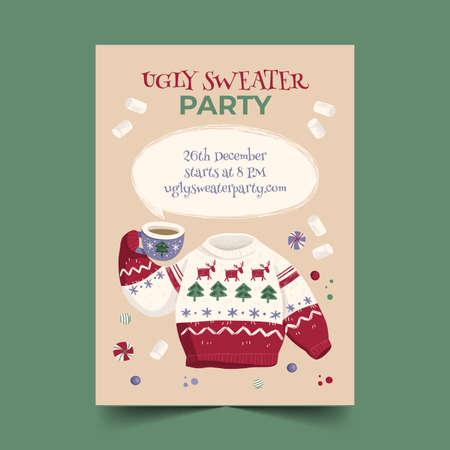 ugly sweater party invitation vector design illustrationのイラスト素材