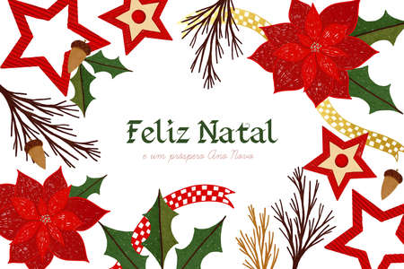 hand drawn feliz natal vector design illustrationのイラスト素材