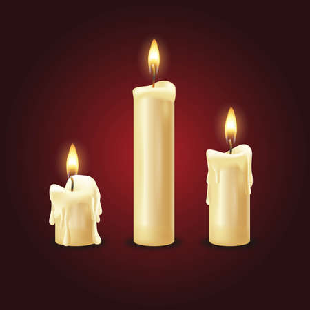 collection realistic christmas candles vector design illustrationのイラスト素材