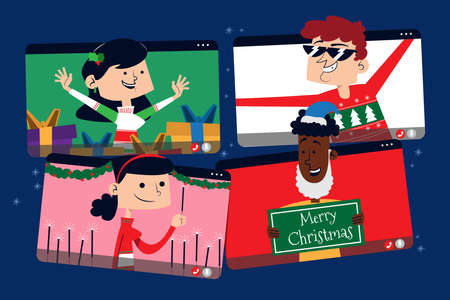 online christmas celebration vector design illustrationのイラスト素材