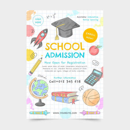 watercolor back school vector design illustration vertical flyer templateのイラスト素材