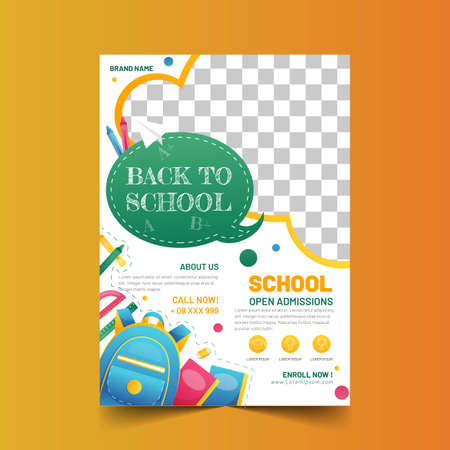 detailed back school vector design illustration vertical flyer template with photoのイラスト素材