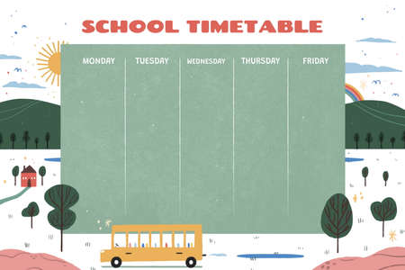hand drawn back school vector design illustration timetable template