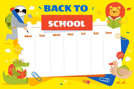 back school vector design illustration timetable templateのイラスト素材