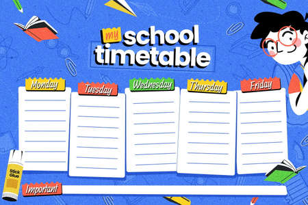detailed back school vector design illustration timetable template