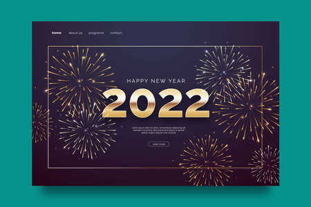 realistic new year landing page template abstract design vector illustrationのイラスト素材