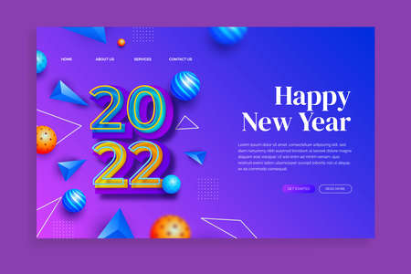 realistic new year landing page template abstract design vector illustrationのイラスト素材