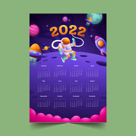 gradient new year calendar template abstract design vector illustrationのイラスト素材