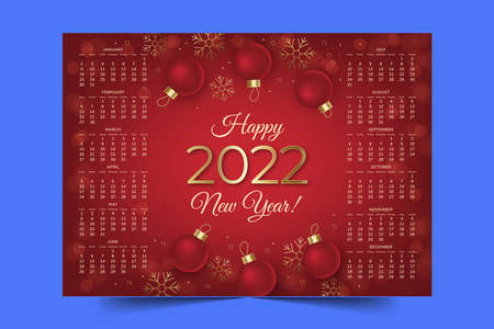 realistic 2022 calendar template abstract design vector illustration