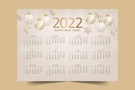 realistic 2022 calendar template abstract design vector illustrationのイラスト素材