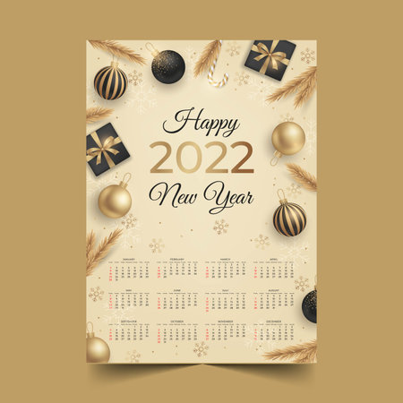 realistic 2022 calendar template abstract design vector illustrationのイラスト素材