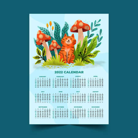 watercolor 2022 calendar template abstract design vector illustrationのイラスト素材